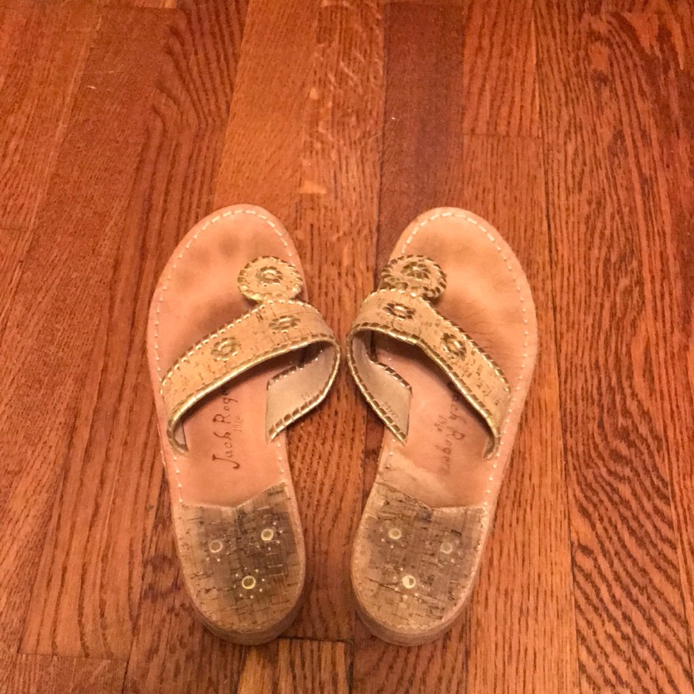 Gold and Corkscrew Jack Rogers Sandals